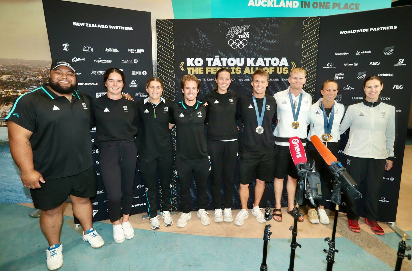 Dame Lisa Carrington. Fans greet the Olympic New Zealand Team arriving home from the Paris 2024 Olympic Games at Auckland International Airport. Photo / Jason Dorday
