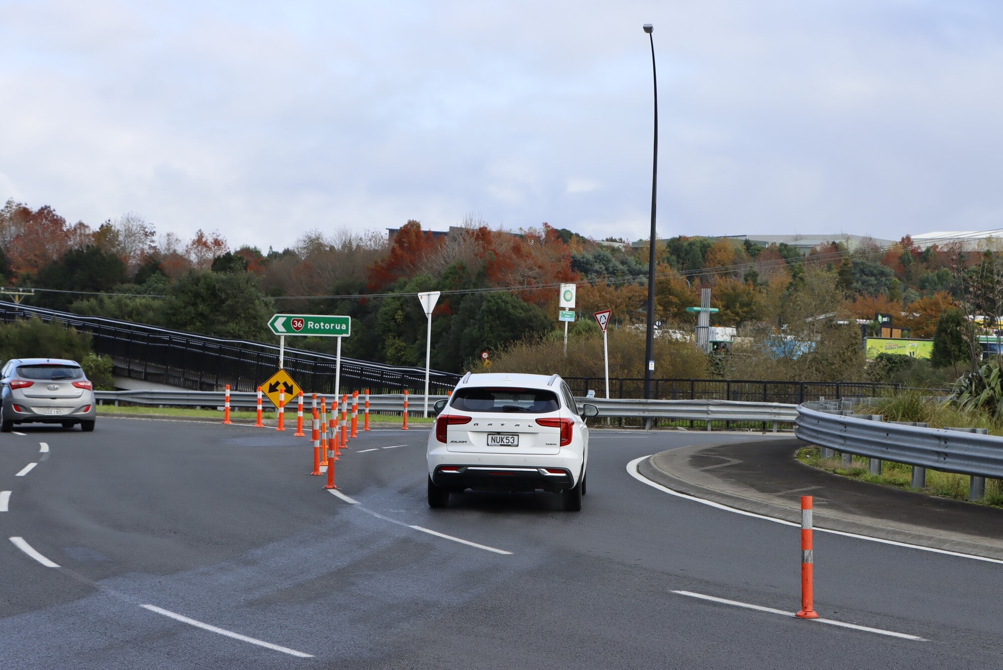 Lane dividers on the roundabout last week. Photo / Ayla Yeoman