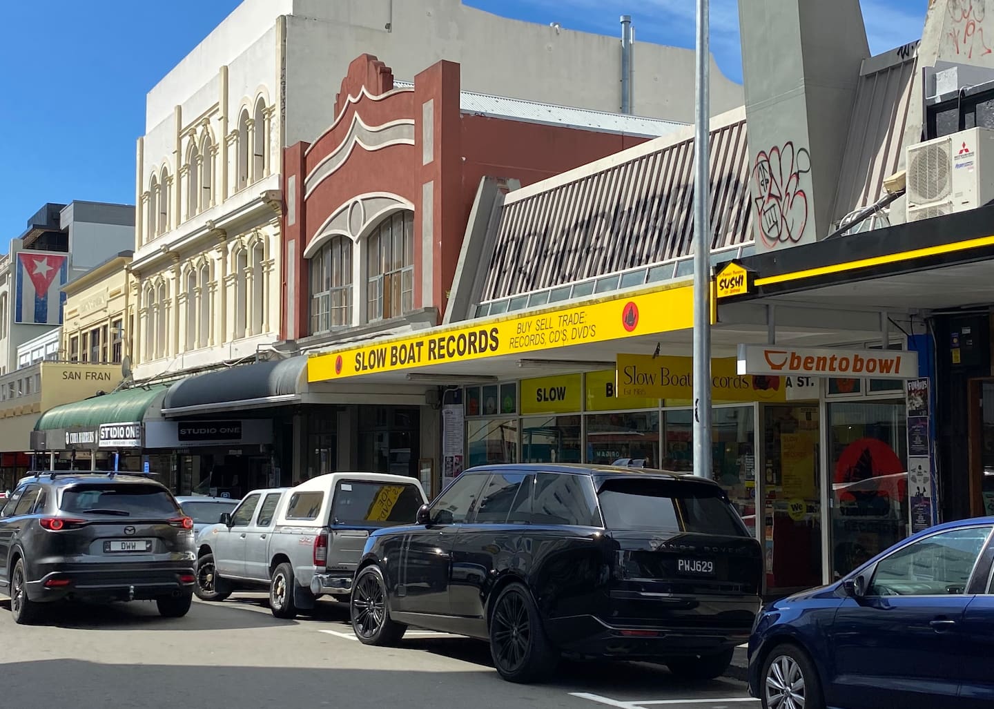 Slow Boat Records supports the removal of car parks on Wellington's Cuba St. Photo / Ethan Manera