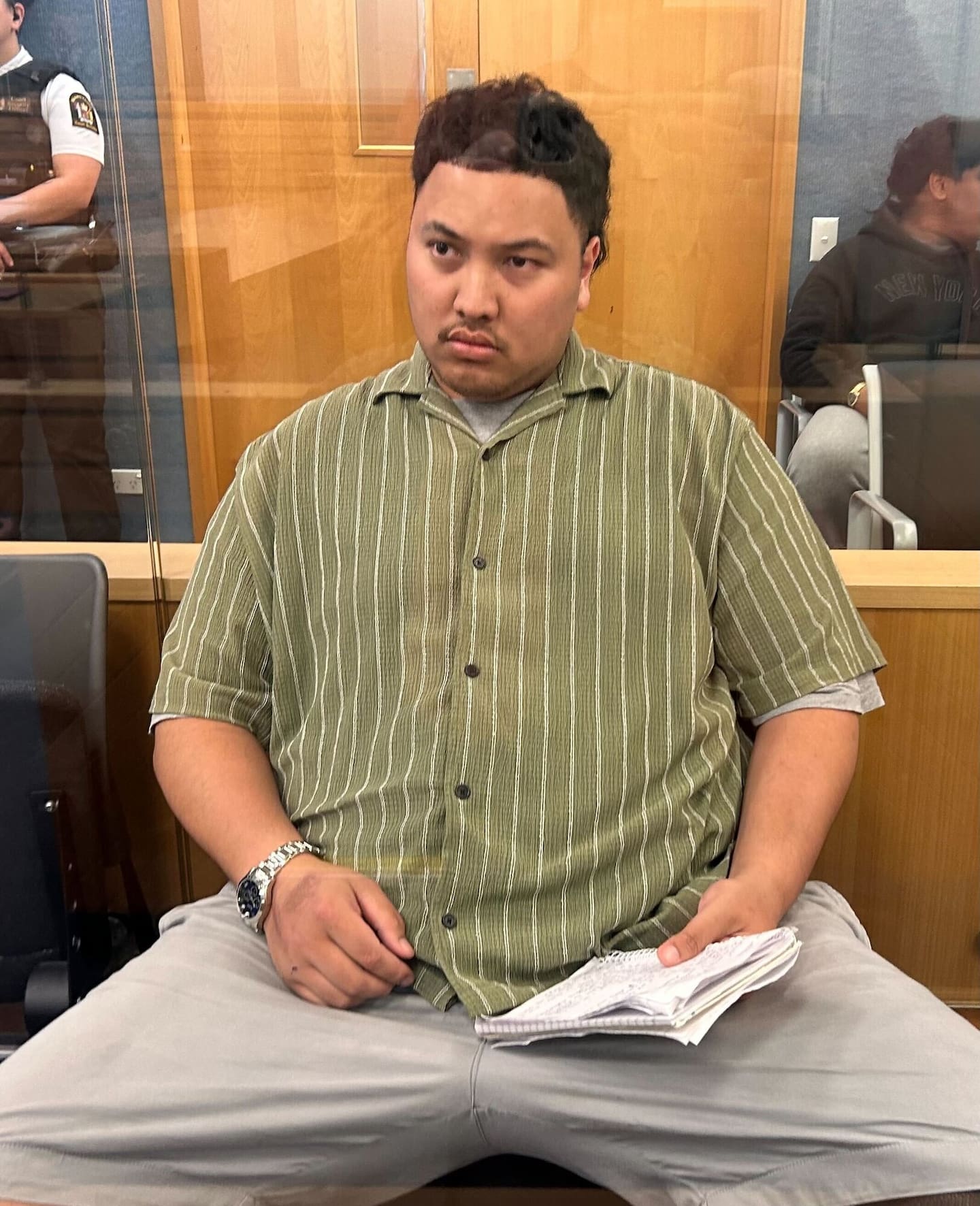 Kre Turia, 25, of Auckland, in the Hamilton District Court this morning. Photo / Belinda Feek