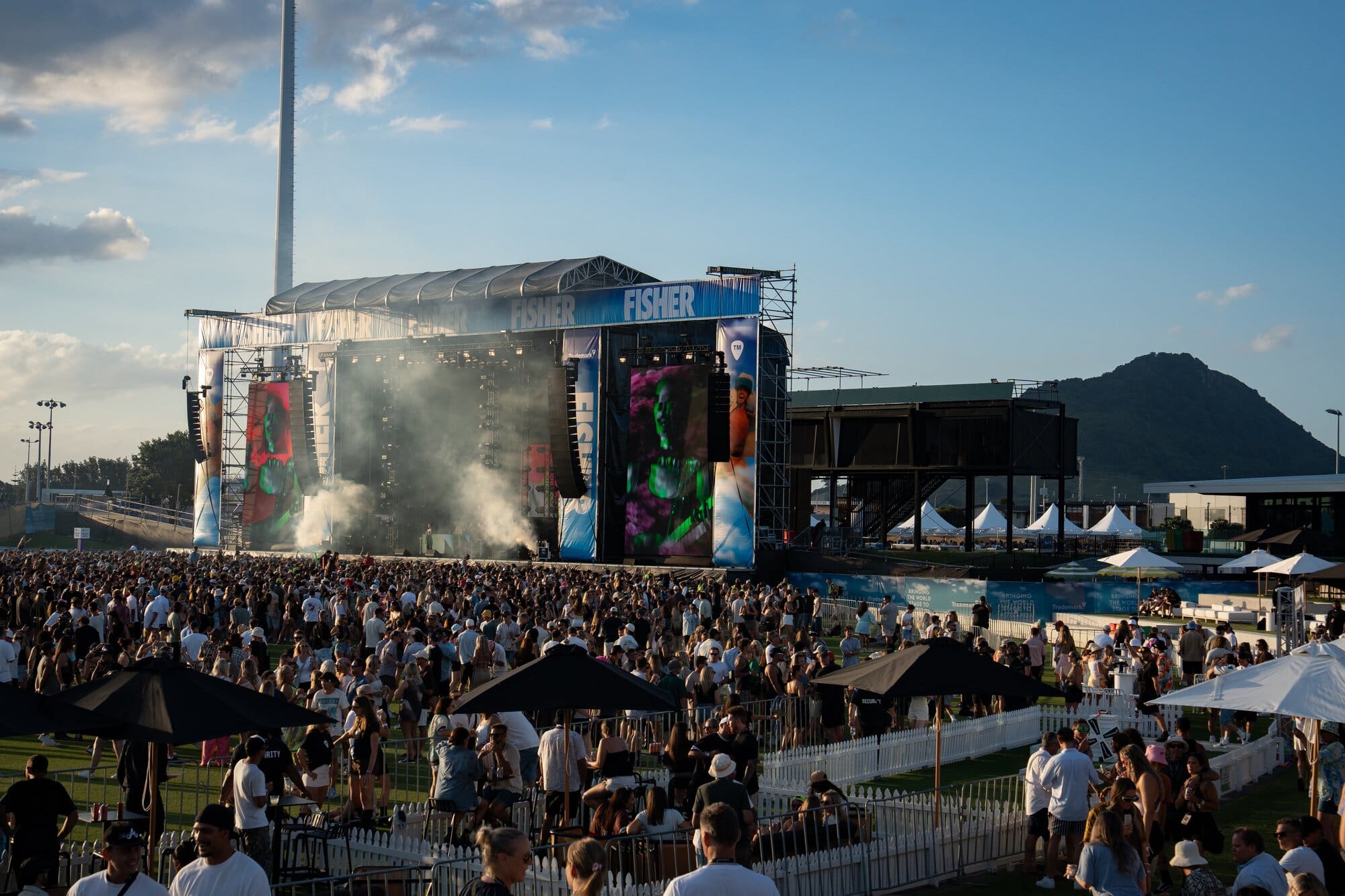 DJ Fisher delivers for 20 , 000 fans at Bay Oval first major live music event