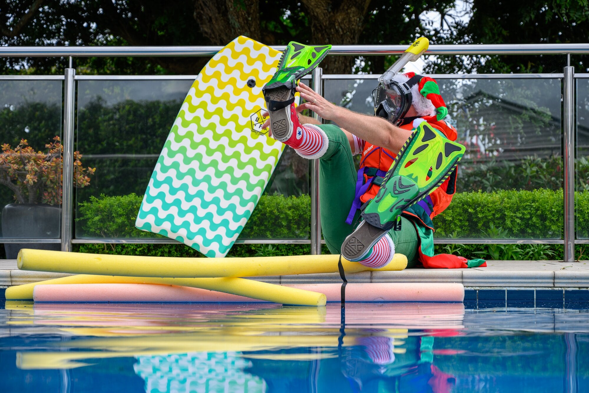 Elfie the Circus Elf is reminding everyone to stay safe around water, whether it’s by the pool or at the beach. Photo / David Hall