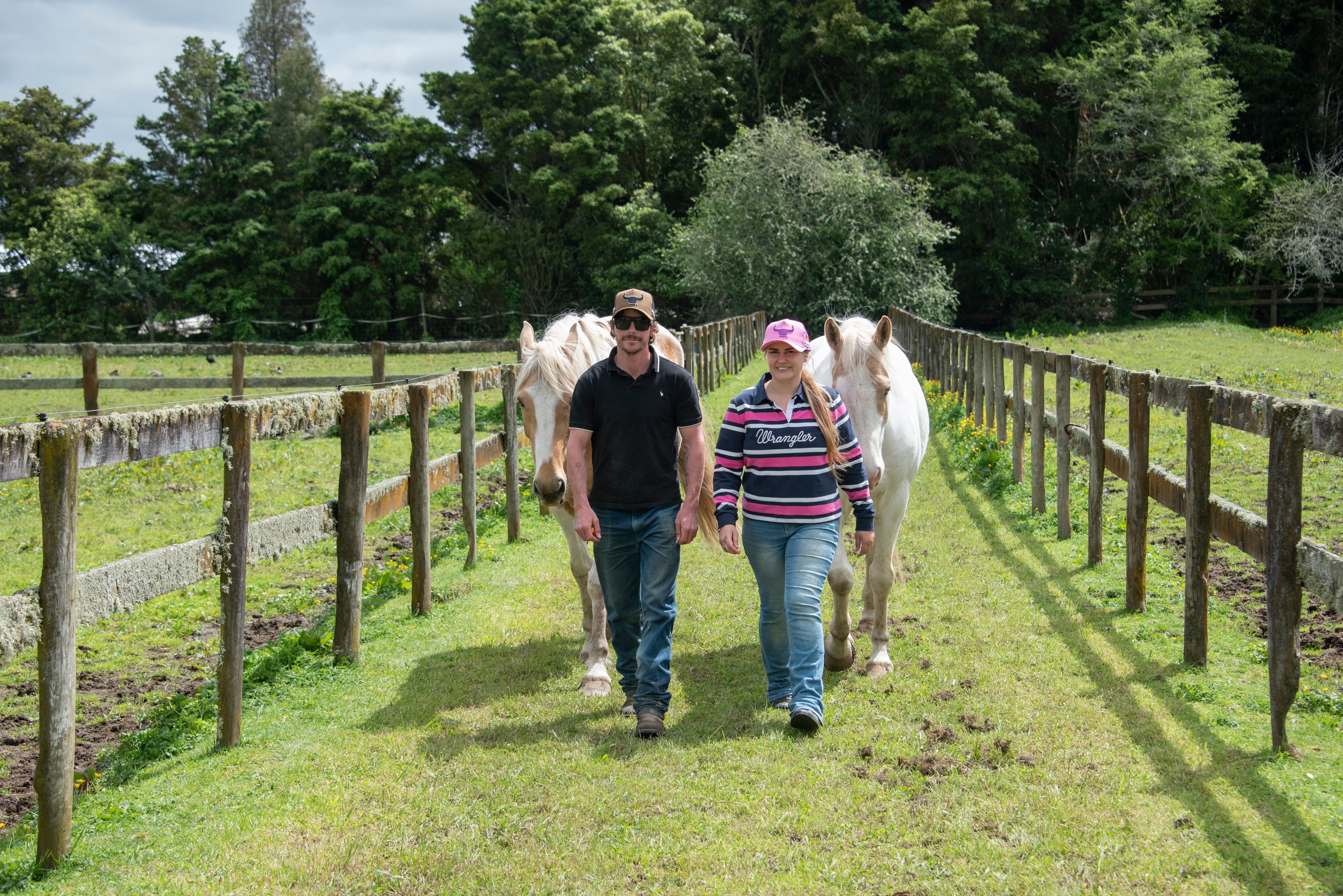 Josh and Maija with Panda and Slim Shady. Photo / Catherine Fry