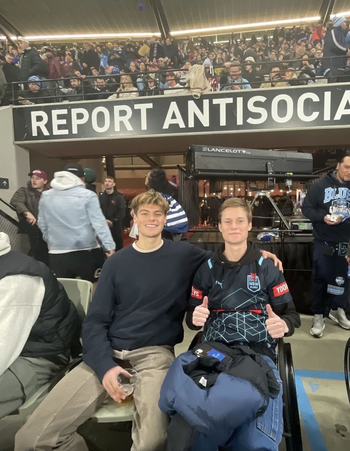 Jules Aitken, left, travels to Melbourne with his friend Flynn Mitchell for annual tests and treatments. Photo/ Supplied