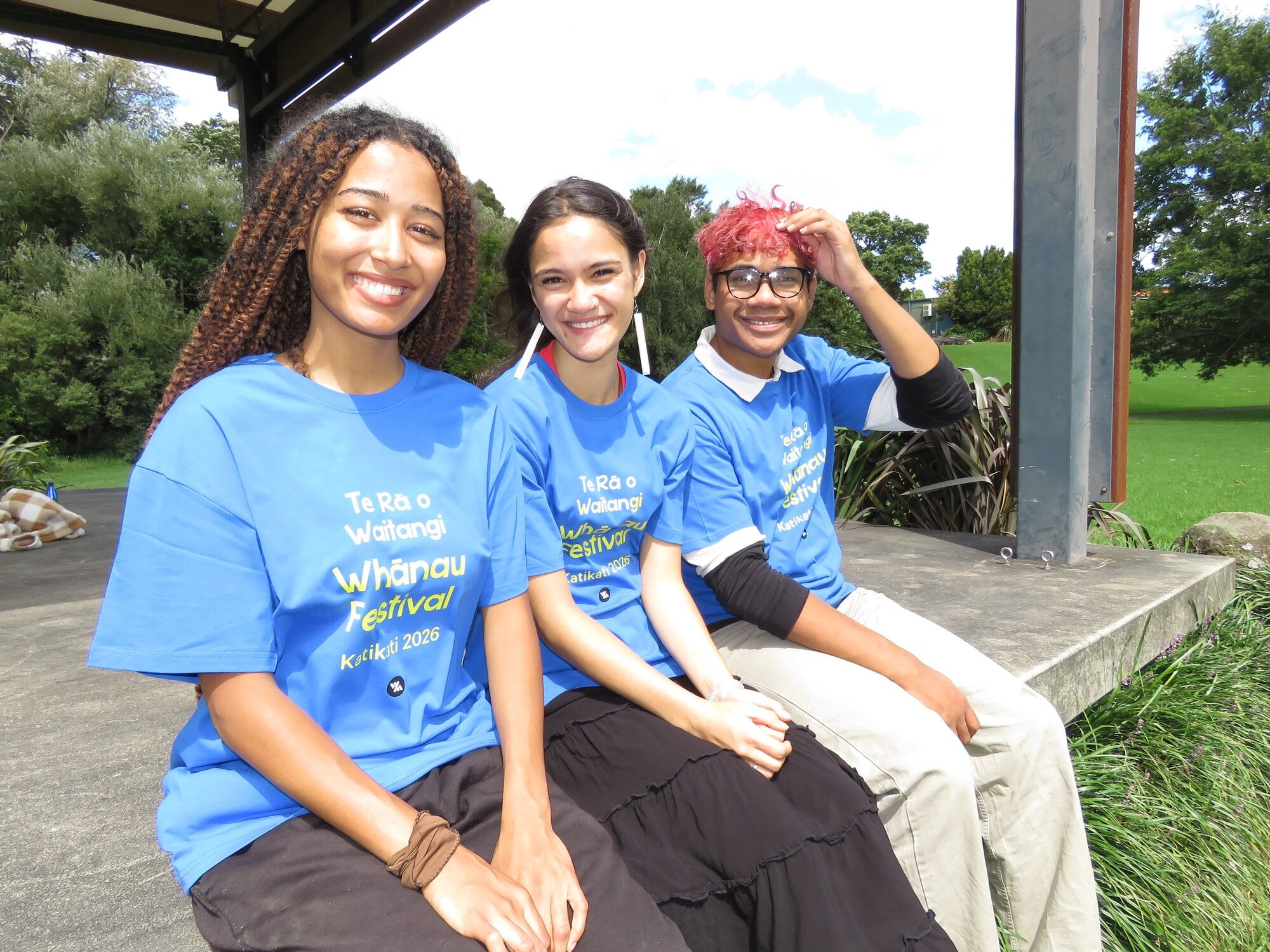  Eighteen-year-olds Inyamoka Toker and Tia-Maraea Brown, and Manase Uilou, 17, are the Katikati Trio that will perform at Te Rā o Waitangi Whānau Festival at the Haiku Reserve on February 6. Photo / Merle Cave
