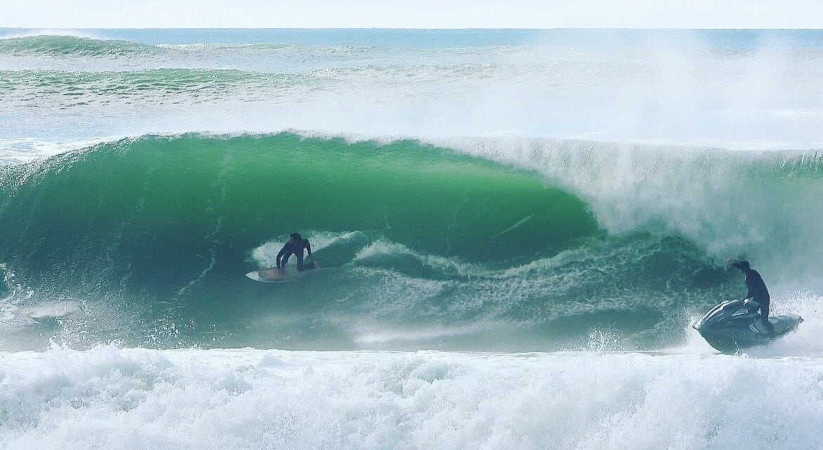 South Pacific Surf owner-operator Travis McCoy during one of his surf lessons on Matakana Island.