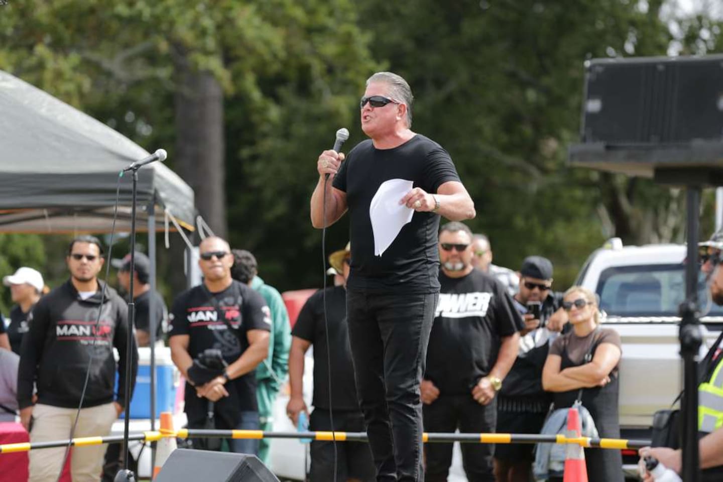 Destiny Church leader Brian Tamaki supported the protest and said his group doesn’t agree that drag queens are "allowed access to public libraries to be able to teach". Photo / Sylvie Whinray