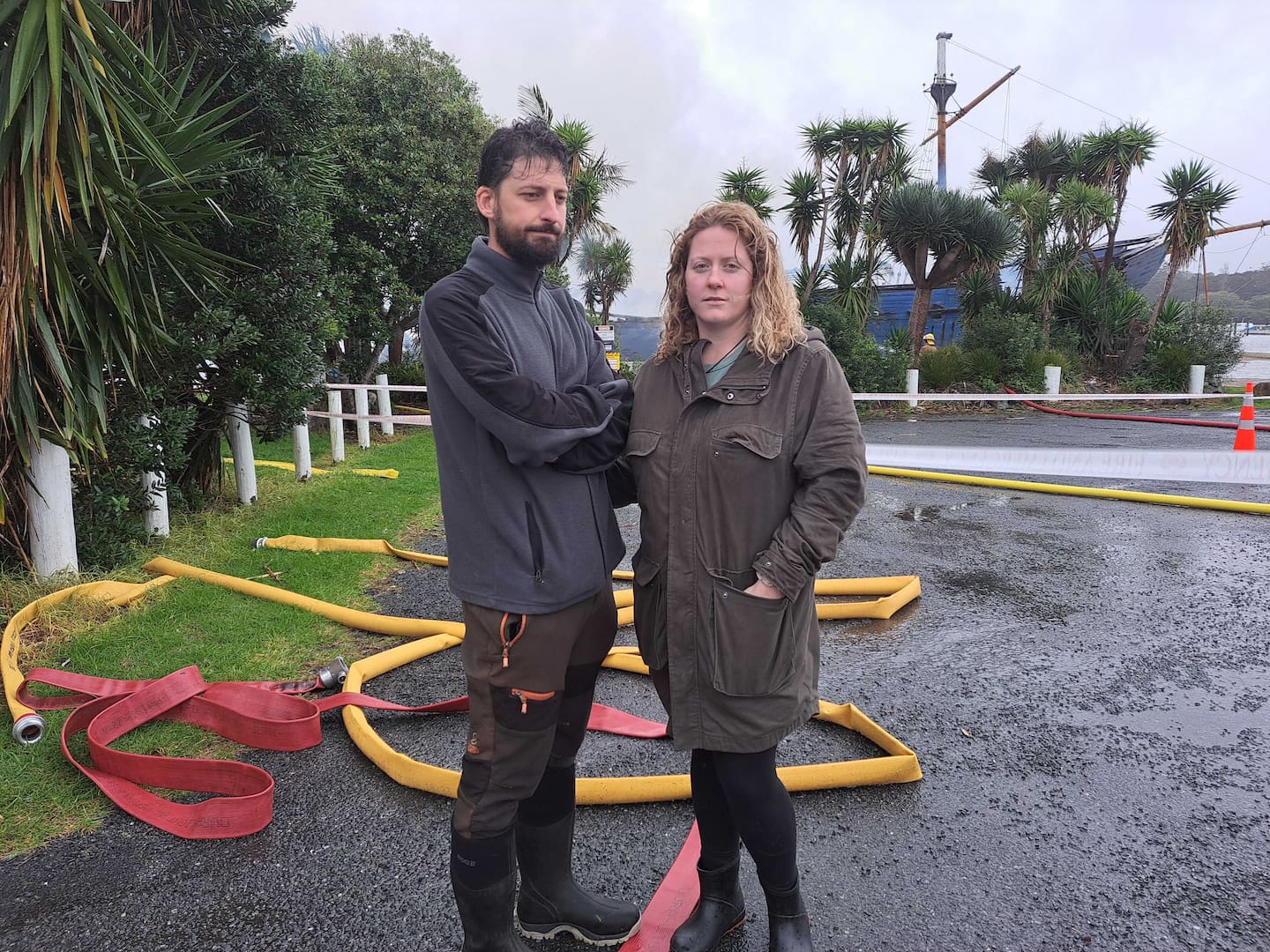 The Tui's newest owners Thibaud and Cat Guerin who had plans to turn the boat into a marine education centre. Photo / Jenny Ling