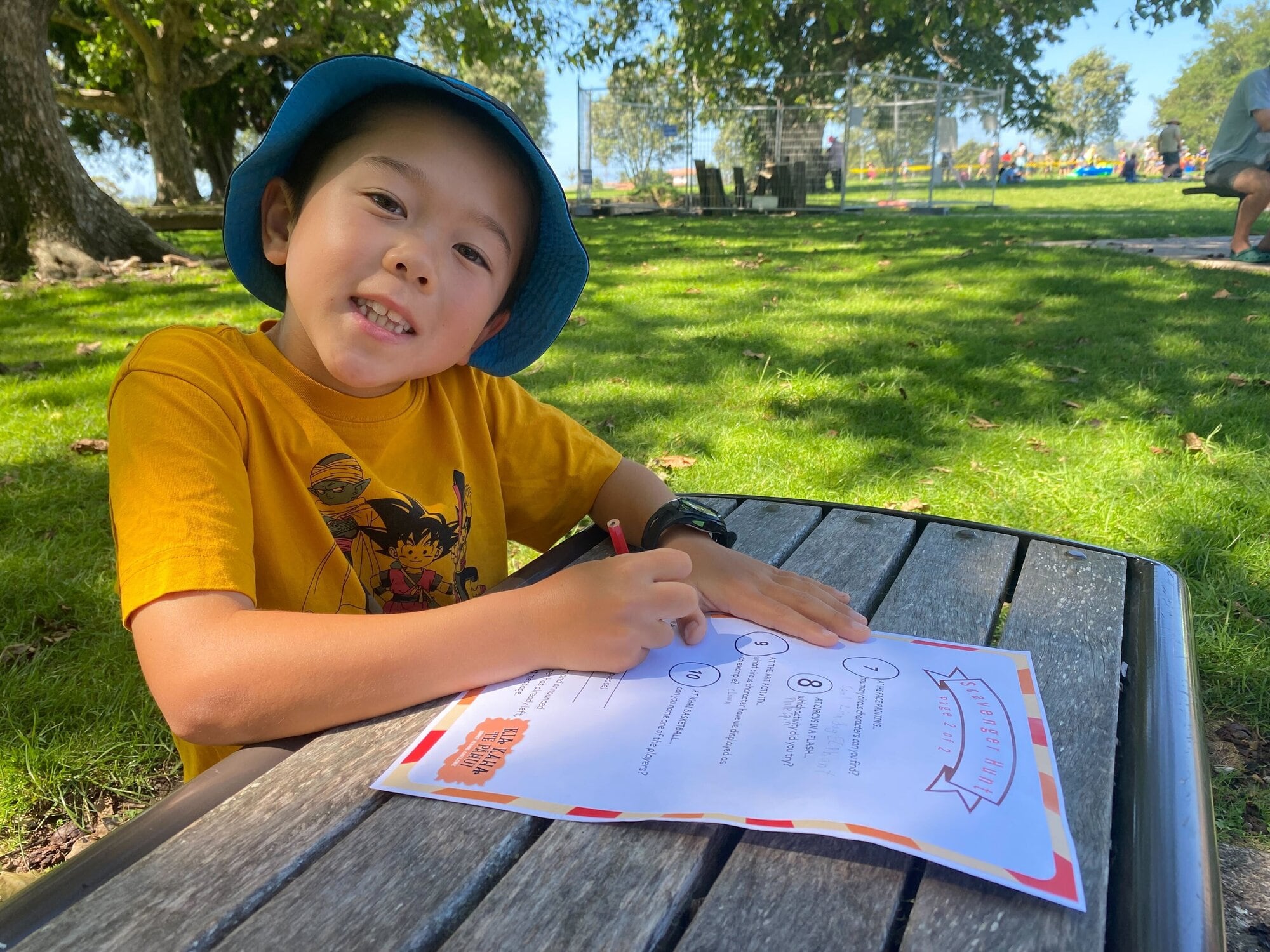  Eric Lock, 8, from Matua School enjoyed the scavenger hunt. Photo / Rosalie Liddle Crawford