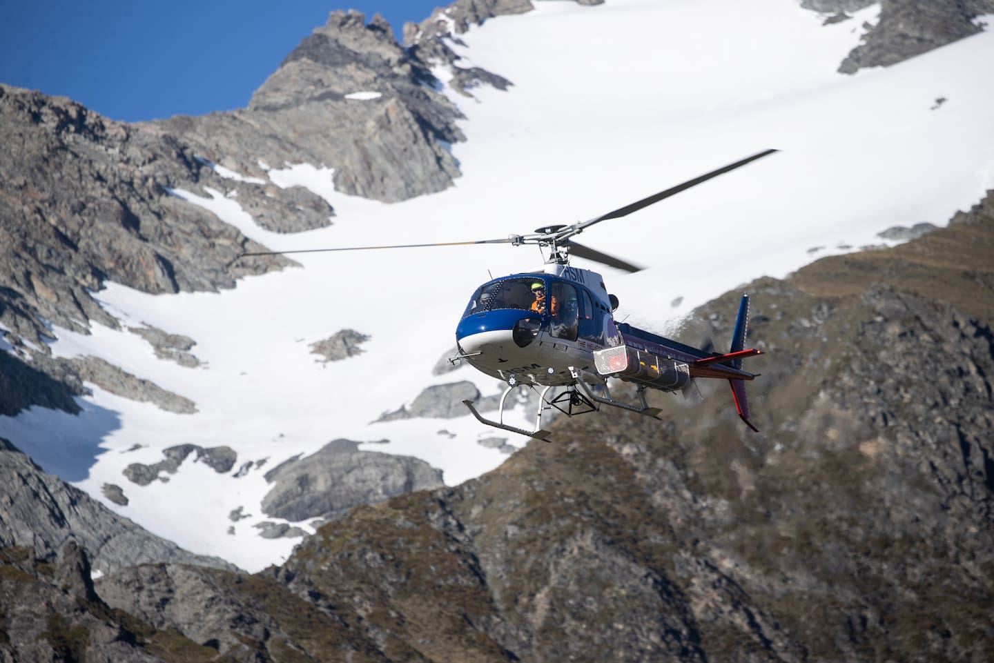 A SAR helicopter at Aoraki/Mt Cook. Photo / George Heard