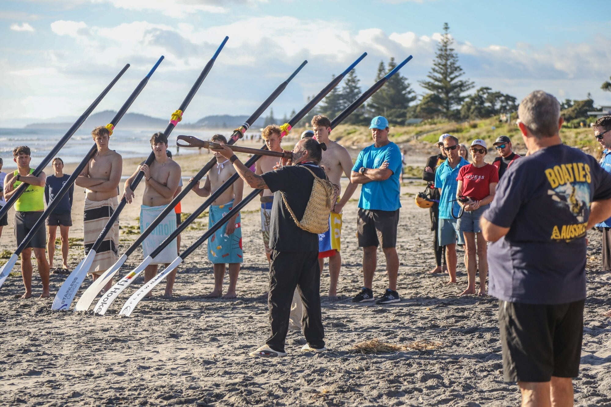 Local hāpū Te Whānau a Tauwhao representatives Reon Tuanau from Otawhiwhi Marae provided a mihi whakatau. Photo / Alex Wilkins