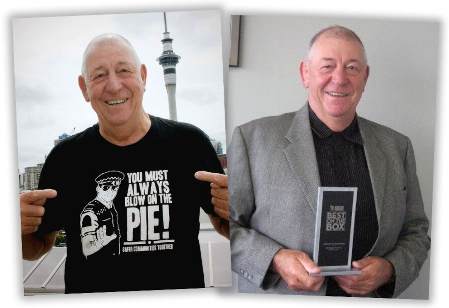 Celebrating an iconic Ten 7 moment and an award. Photo / Police Ten One Magazine