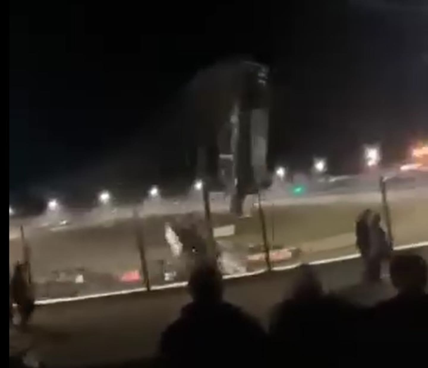 A Facebook video captured the moment a race car flew over the safety fence in Dunedin.