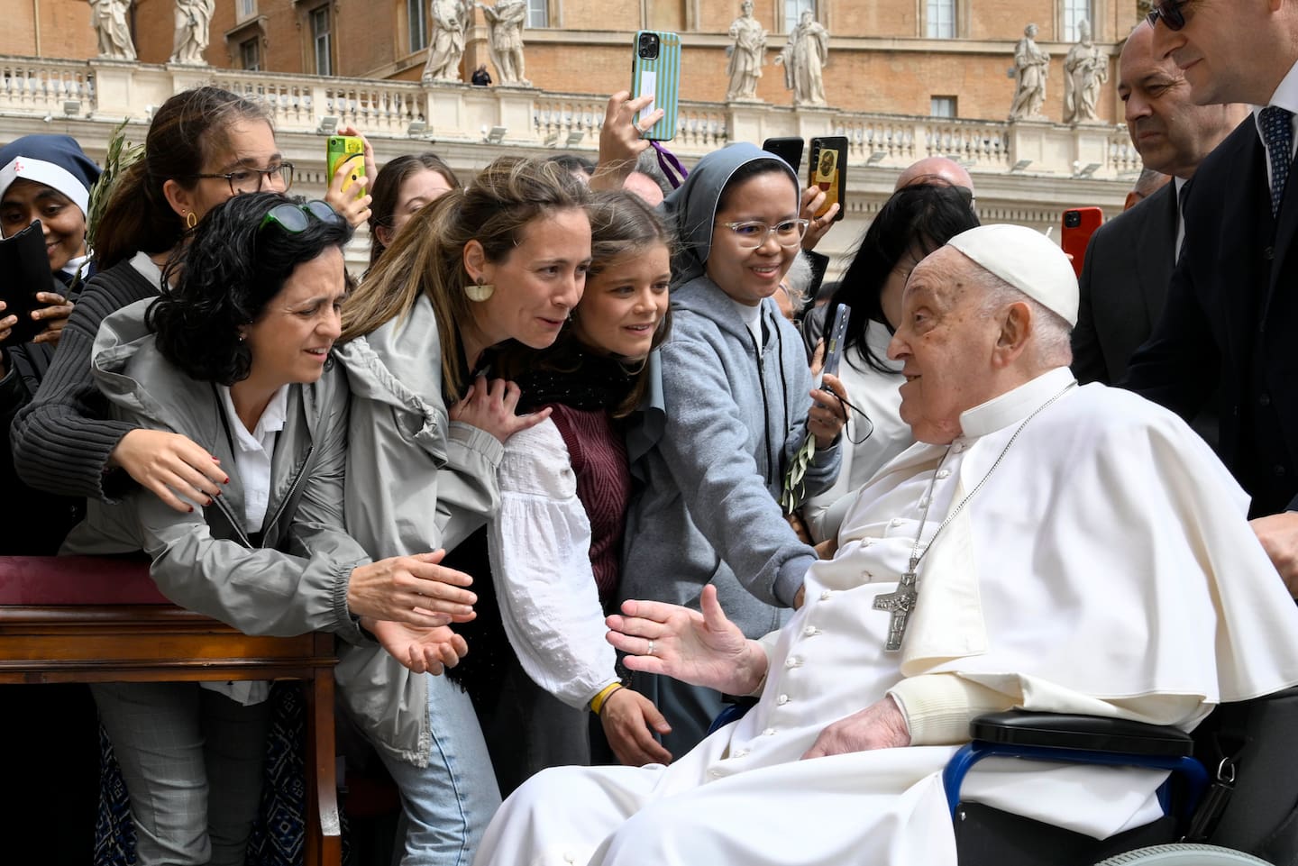 Pope Francis greets faithful at the end of Palm Sunday Mass at St Peter's Square at the Vatican in Vatican City, Vatican. Photo / Getty Images, Vatican Media via Vatican Pool