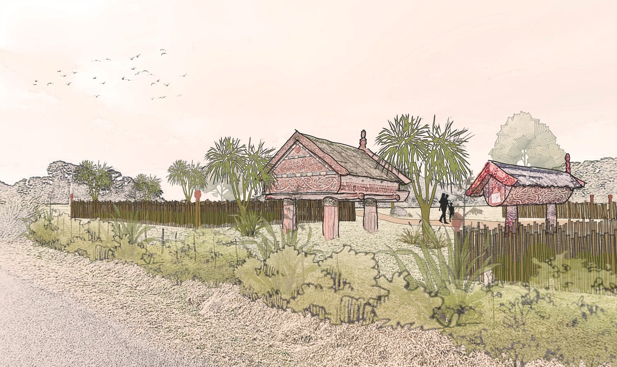  Concept drawing of the Kai gardens. Photo / Western Bay of Plenty District Council, Thrive Spaces and Places