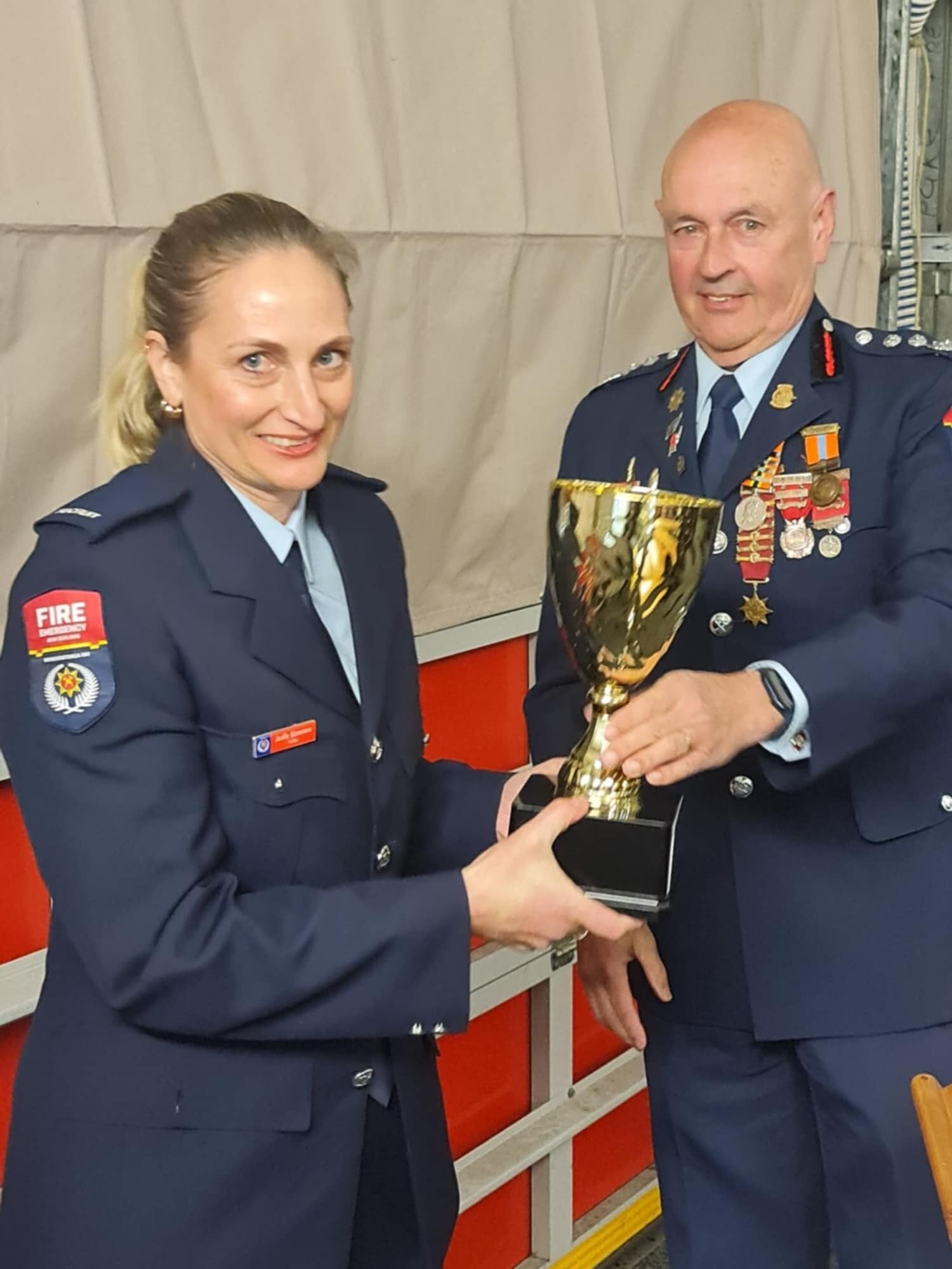  Joelle Simmons receiving an award. Photo / Te Puke Volunteer Fire Brigade Facebook