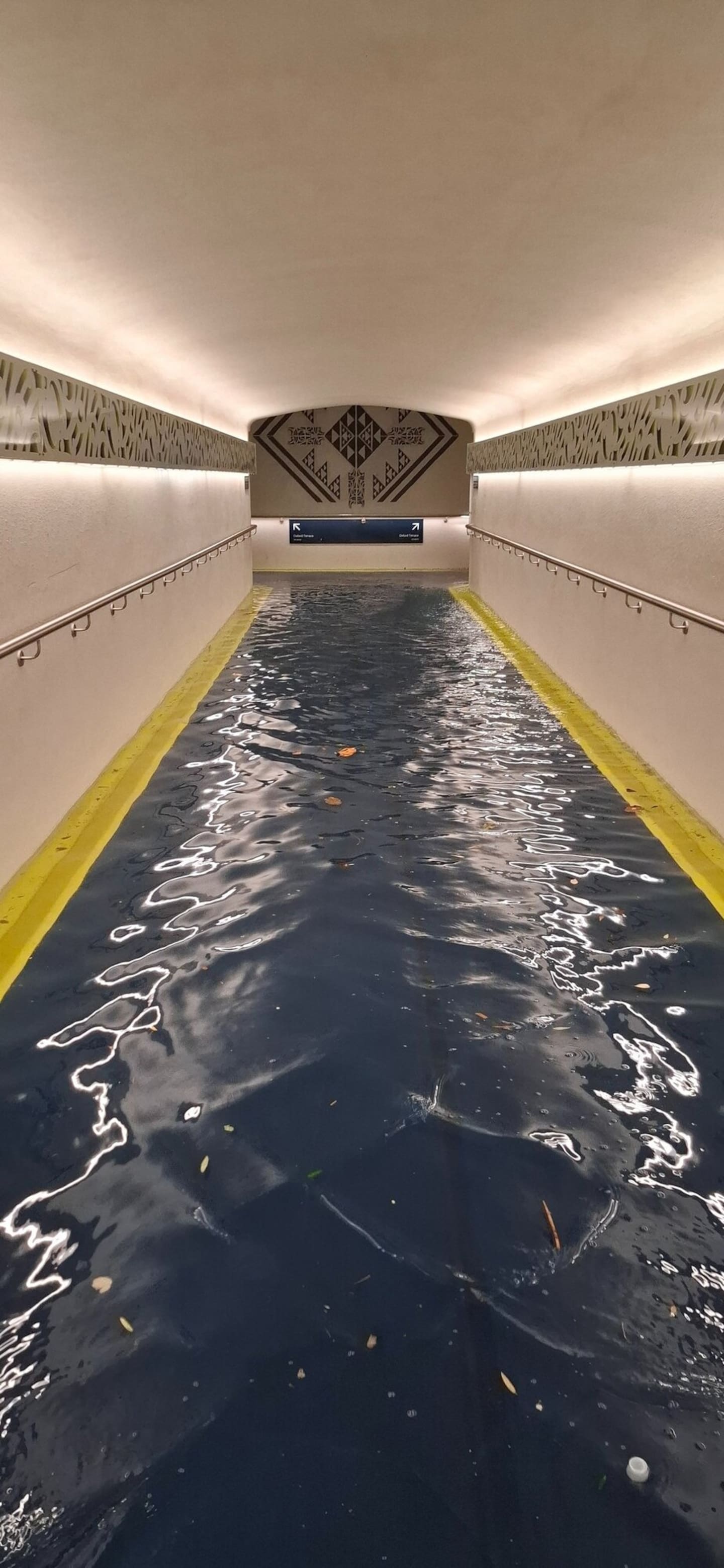 A pedestrian tunnel at Naenae Train Station in Lower Hutt was flooded this morning during wild weather. Photo / Nick Hodgson