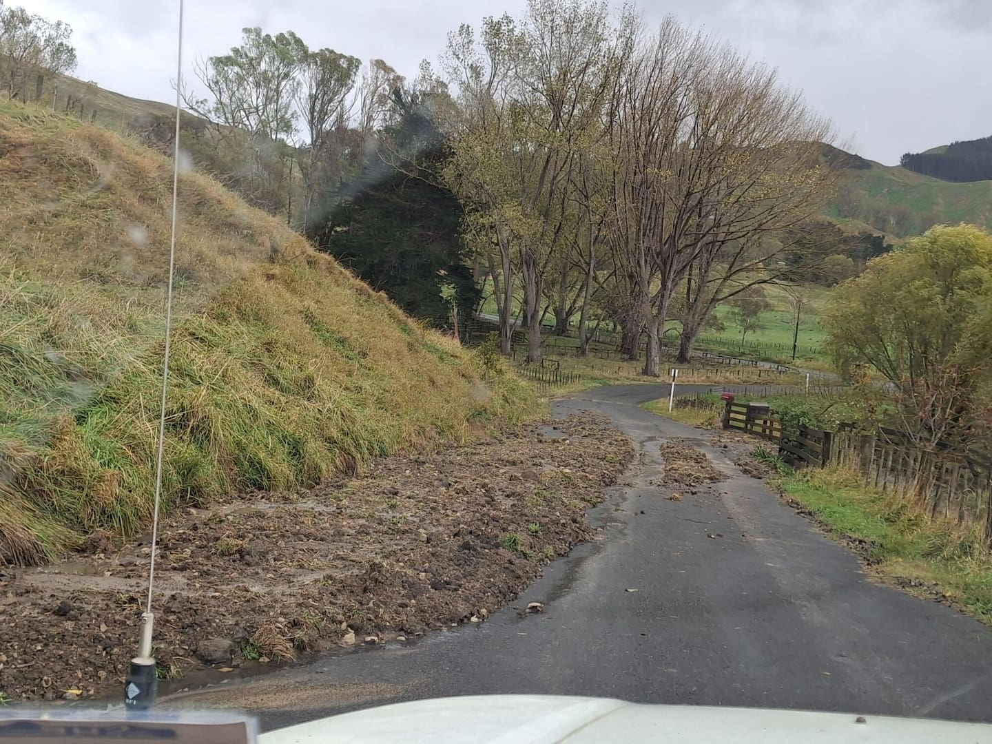 Mangakuri Rd on Wednesday afternoon after the downpour in the region. Photo / Central Hawke's Bay District Council