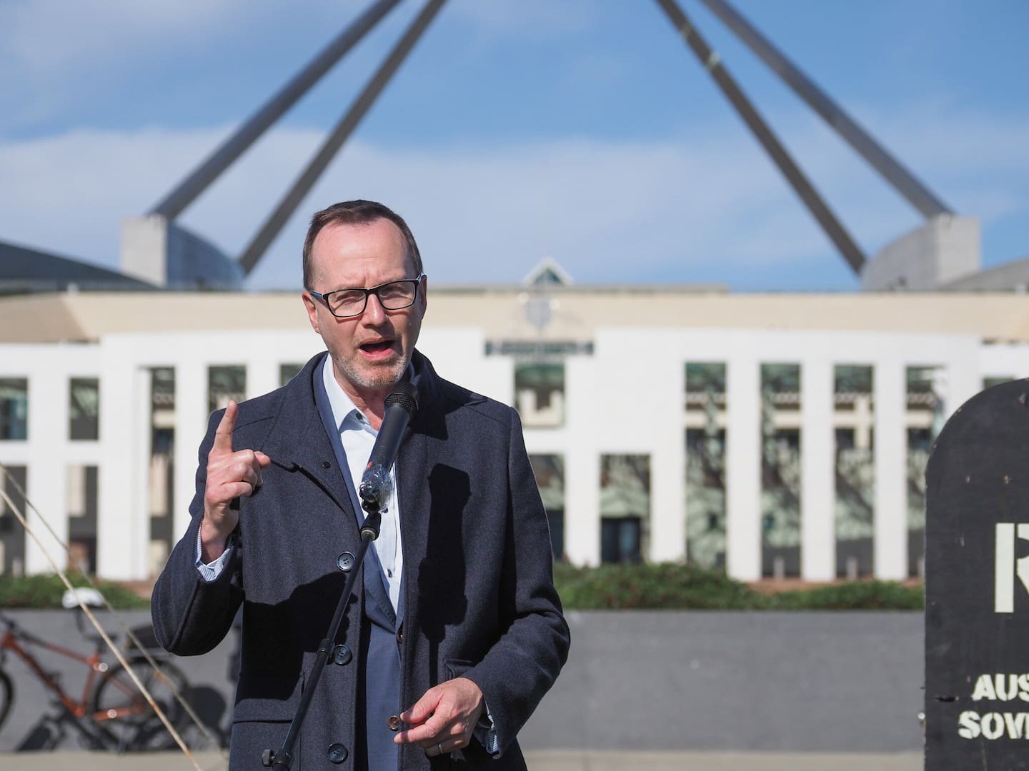 Greens Senator for New South Wales David Shoebridge outside the Australian Parliament House in Canberra.