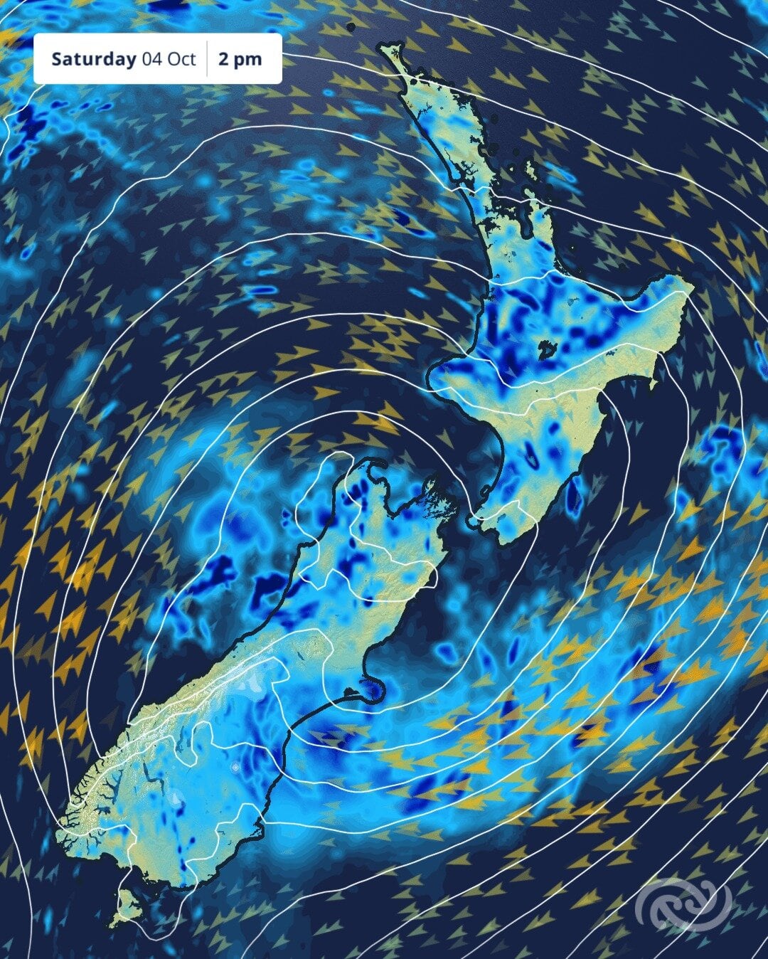 A weather map forecast for Saturday. Photo / Metervice