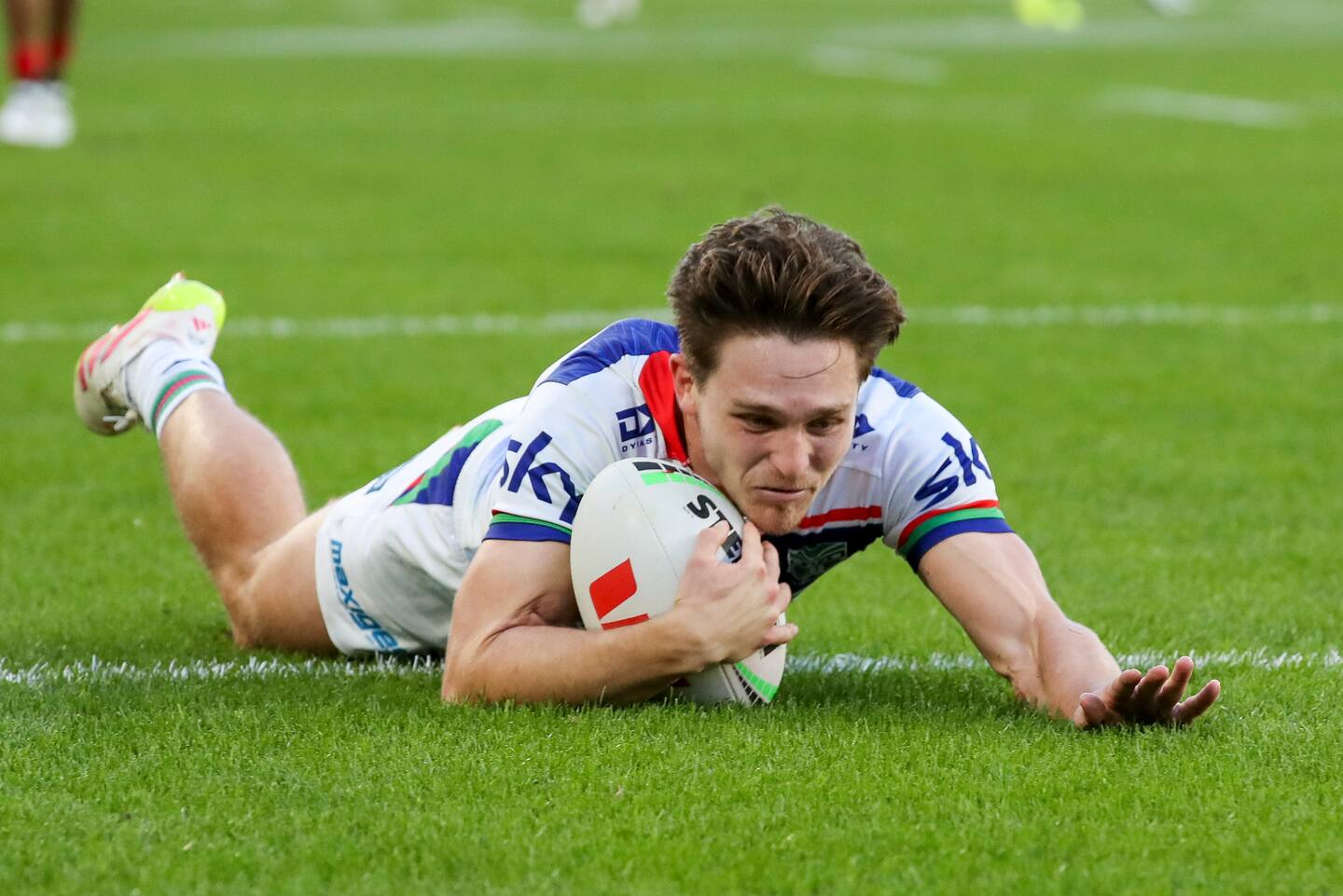 Luke Metcalf scored his eighth try of the NRL season in the win over the  Rabbitohs. Photo / Photosport.