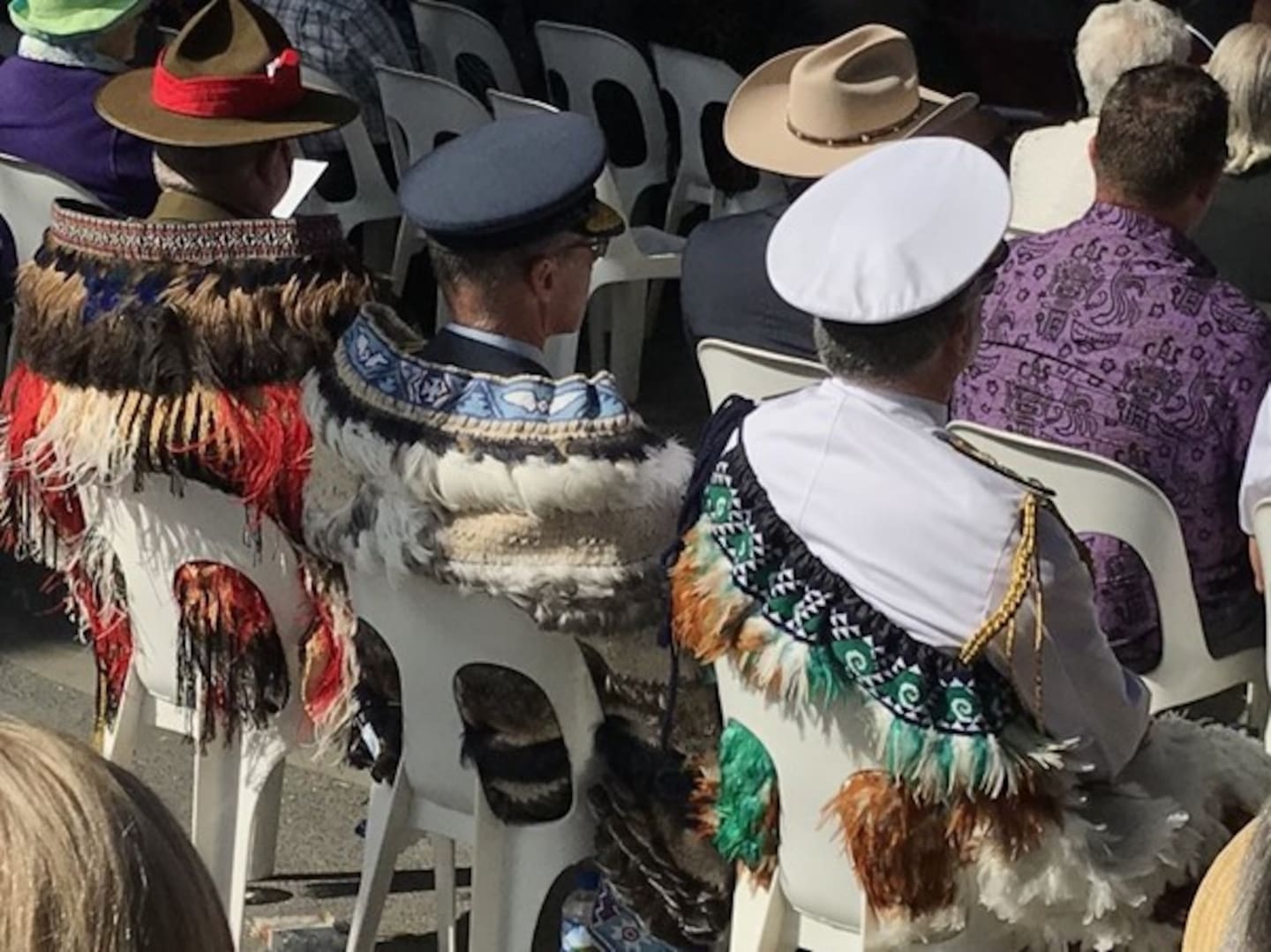 Chiefs of staff of the armed forces at the 2020 opening of Te Rau Aroha, the war memorial museum at Waitangi. Photo / Simon Wilson