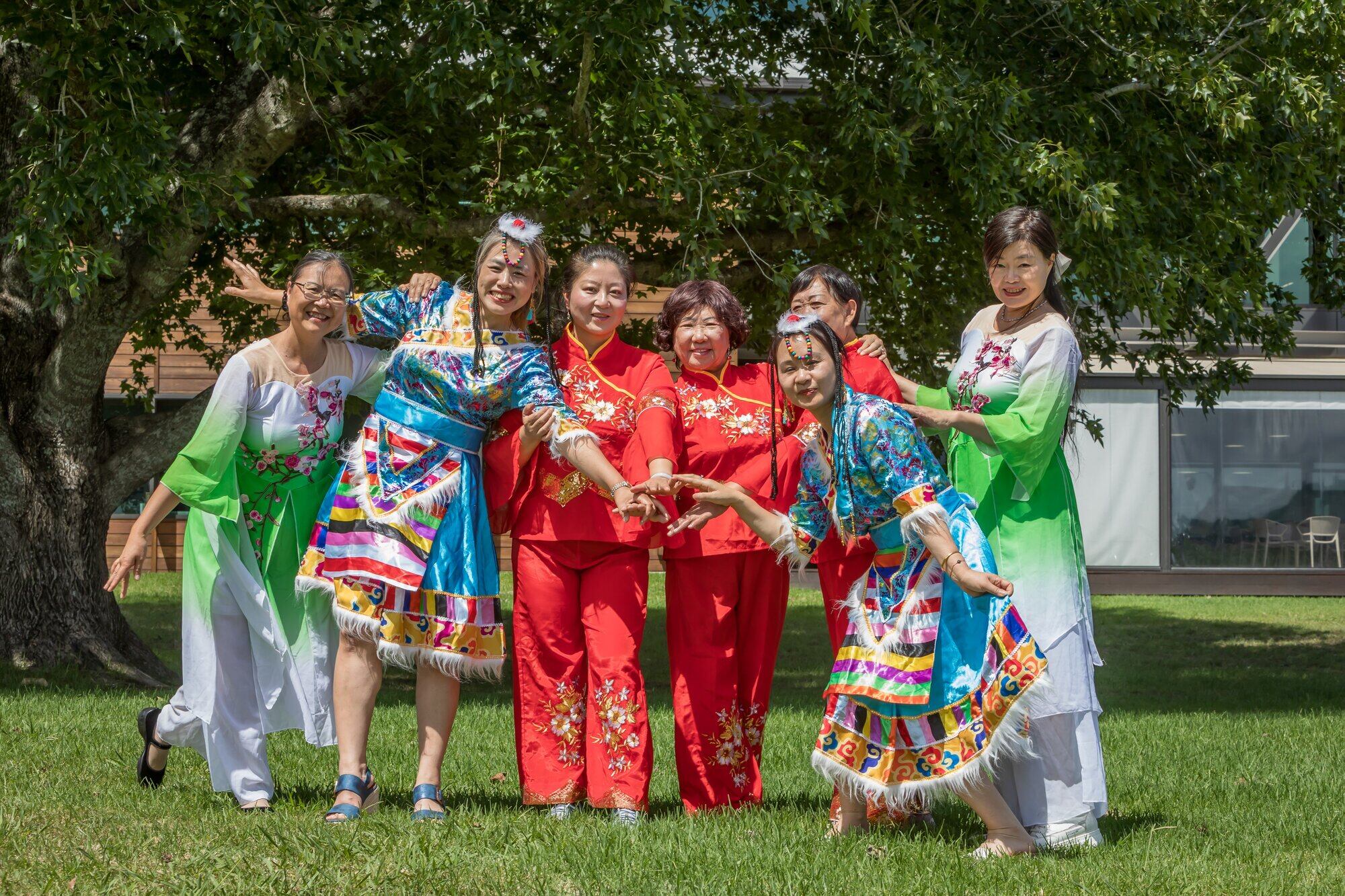 Members of the Tauranga branch of the New Zealand China Friendship Society in the Village Green at Tauranga Historic Village. Photo / Kelly O&rsquo;Hara.