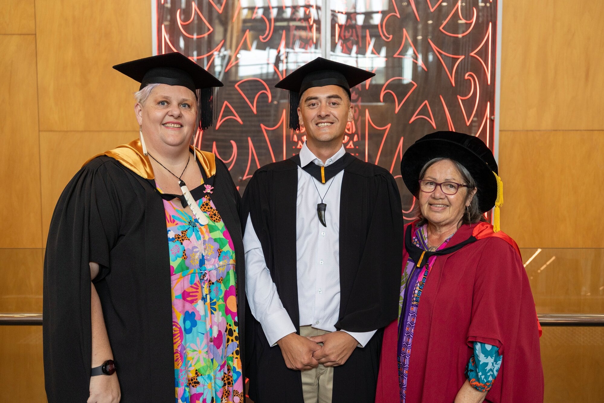 Jay Haydon-Howard (left), Takawai McMath and Professor Mere Berryman.