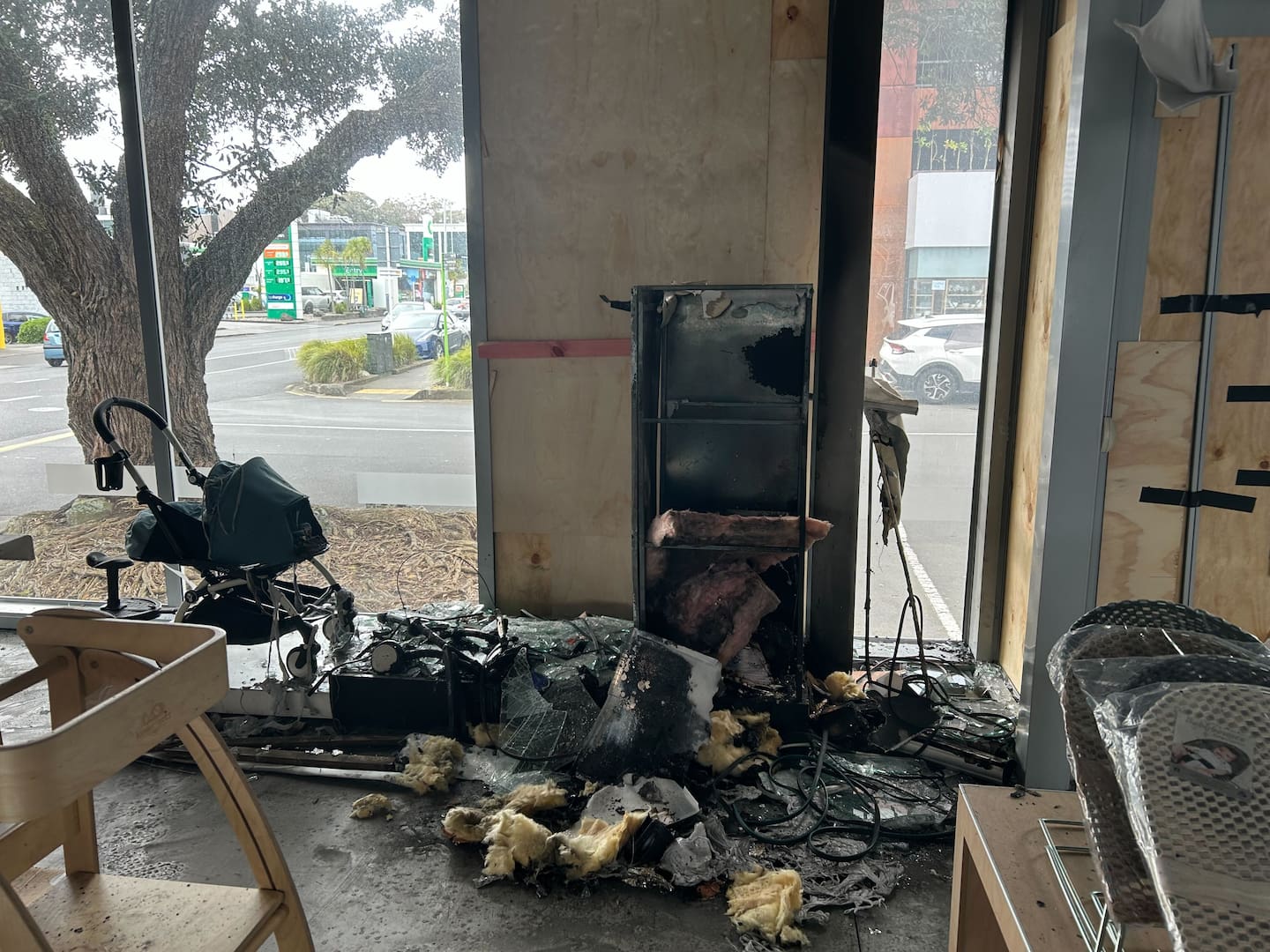 Interior damage to the Dimples Newmarket store. Photo / Jaime Lyth