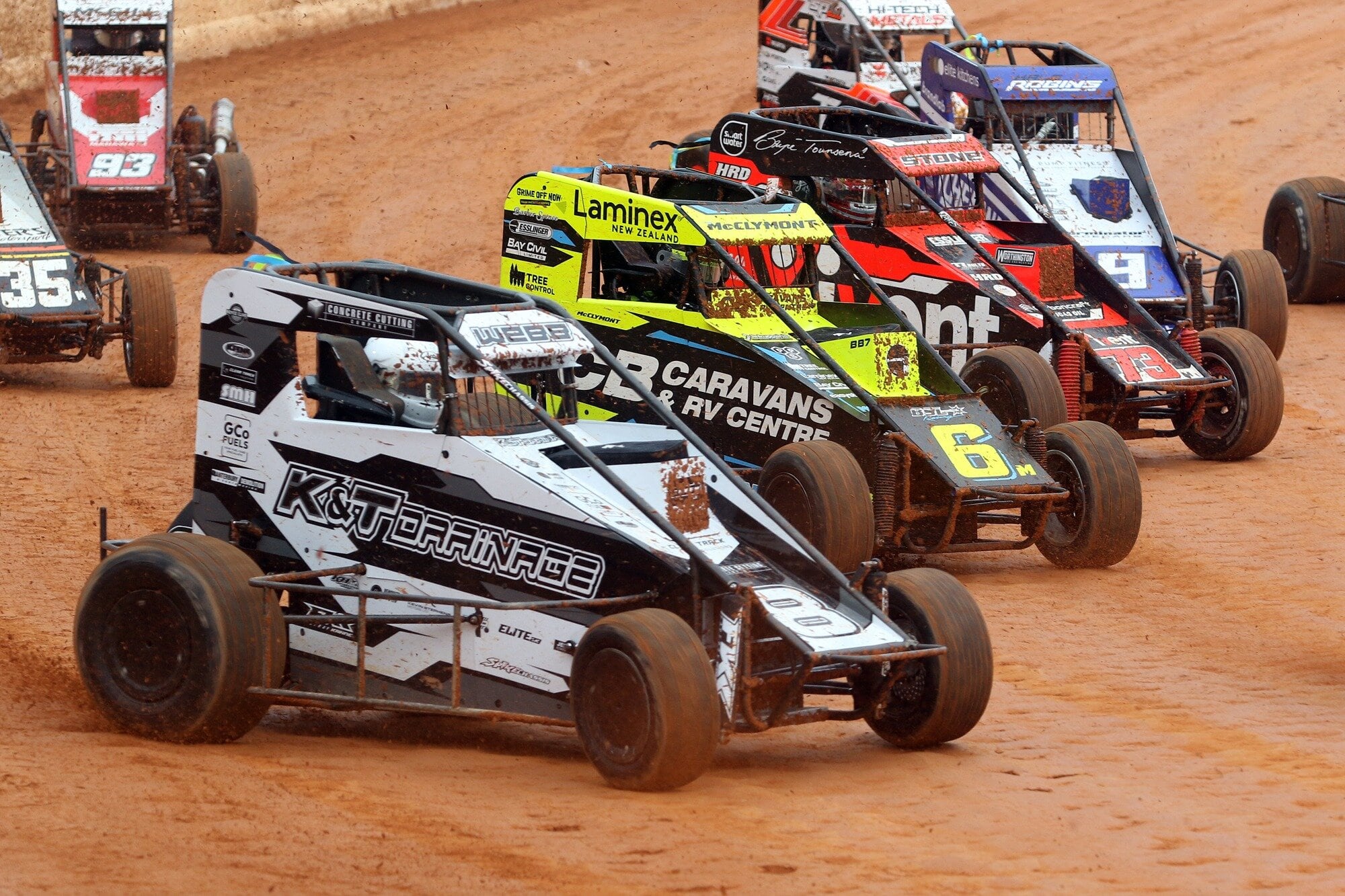 A four-strong contingent of South Island racers chasing title success includes Christchurch’s Jeremy Webb (8), a six-time New Zealand champion in the TQ Midget class. Photo / Stuart Whitaker / The Write Angle