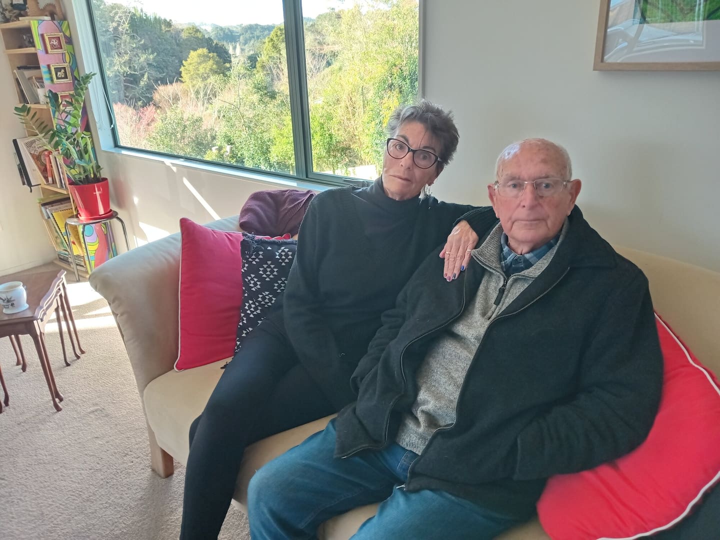 Jim Beniston with his neighbour Ruby Martin. Martin says she doesn't feel safe in her home. Photo / Supplied
