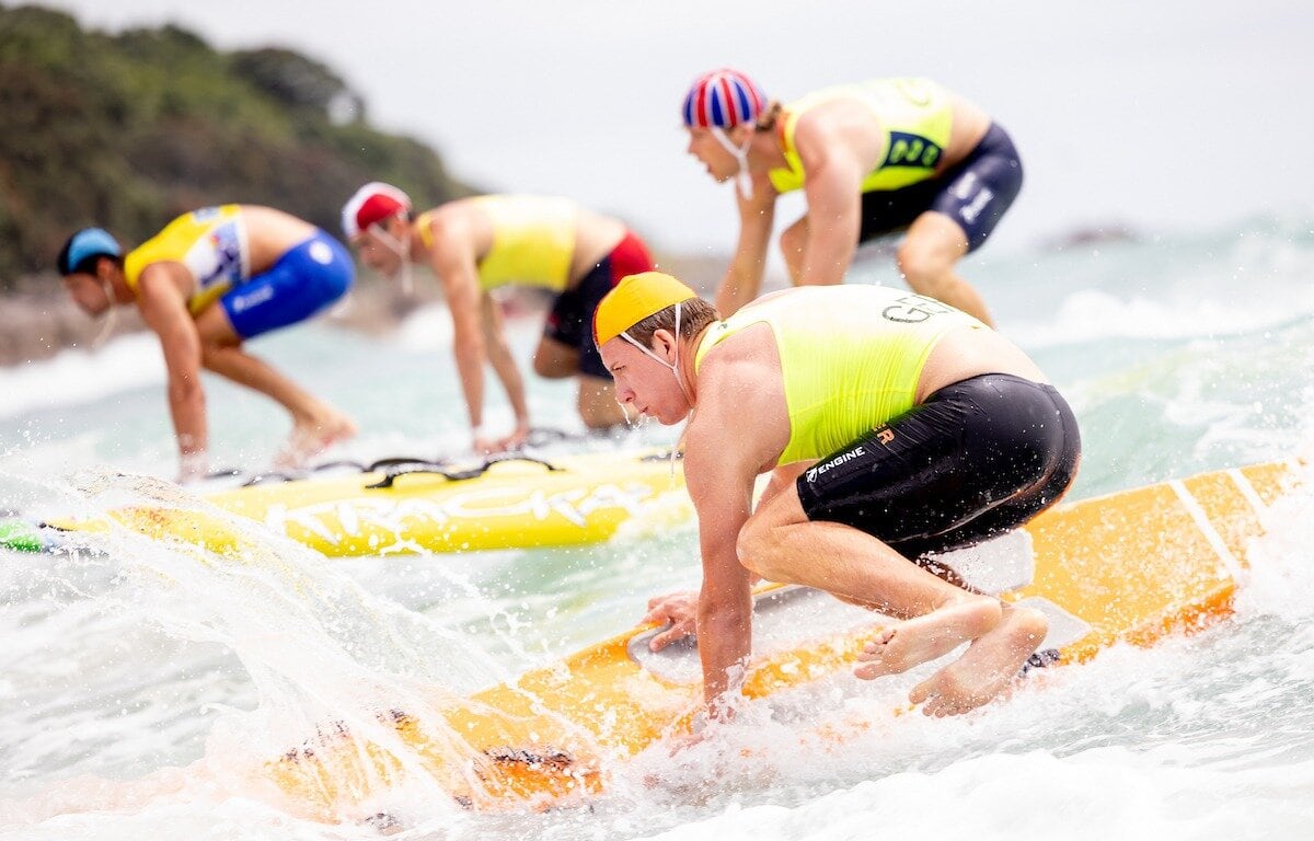 Action from the 2025 International Surf Rescue Challenge at Mount Maunganui’s Main Beach. Photo / Jamie Troughton Dscribe Media Services