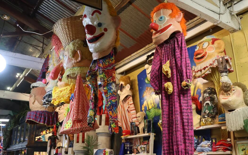 Clown costumes are what you can find in the Paeroa second-hand stores. Photo / RNZ