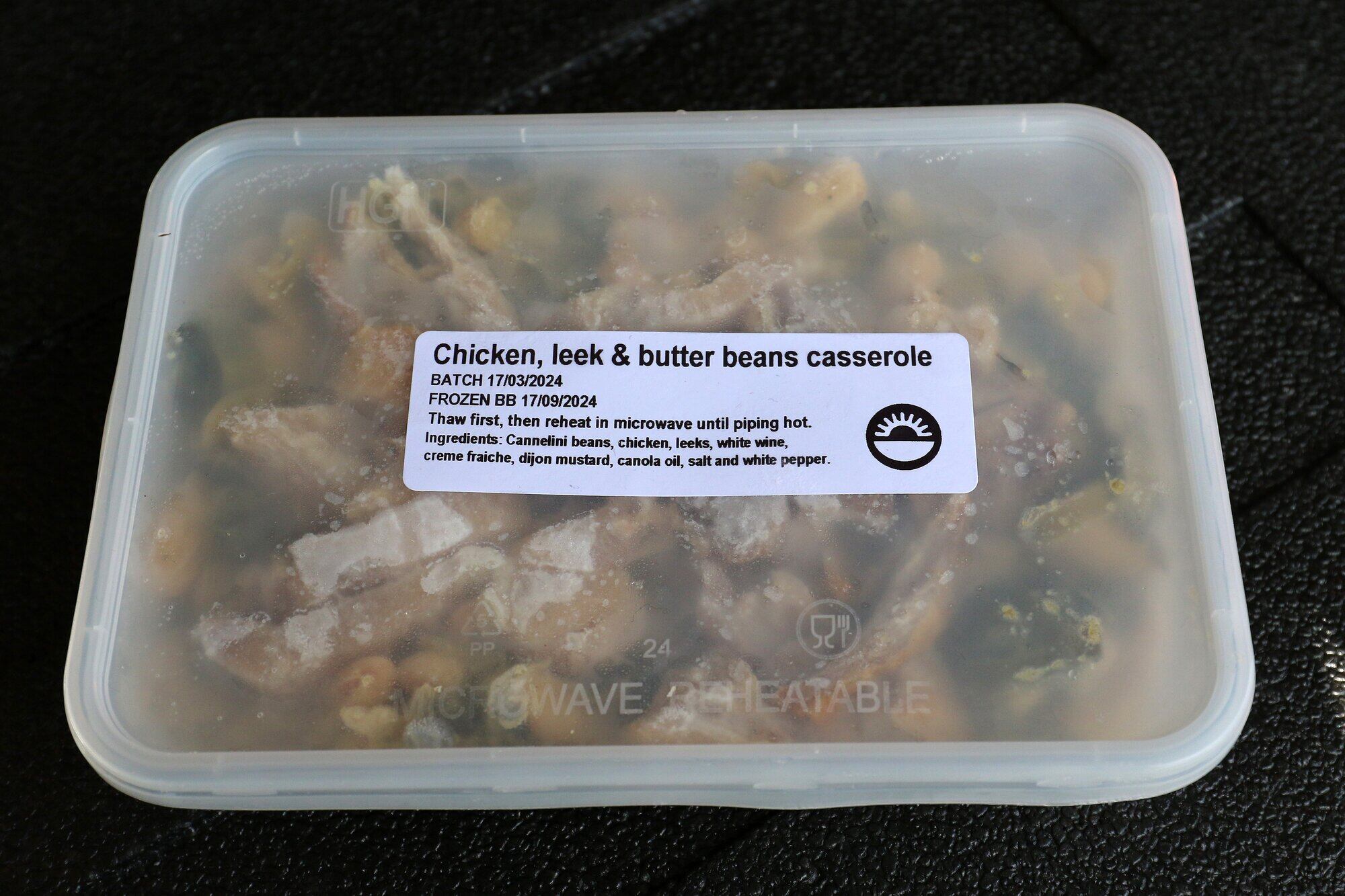  One of the frozen meals delivered on a Friday for those on the seven-day-a- week option.