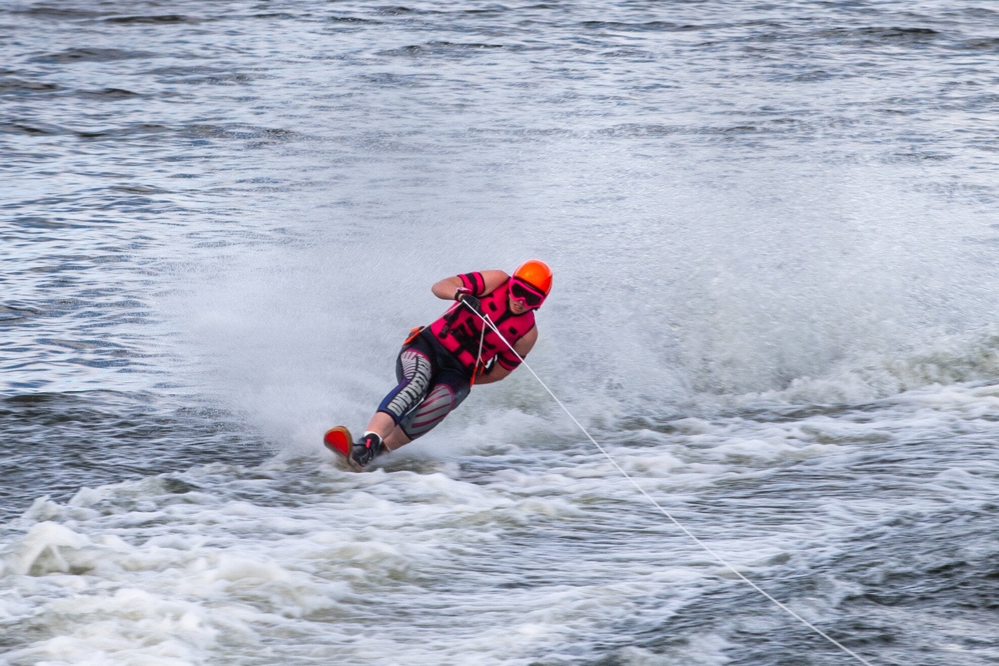 Ellison Hollands, 14, at the International Waterski and Wakeboard Federation (IWWF) World Waterski Racing Championships in Belgium. Photo / Marc Vermeiren