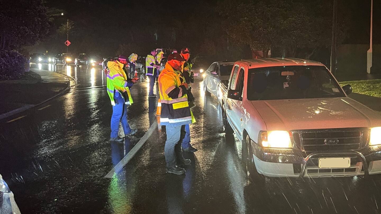 Wellington Police stop a boy racer convoy en route to Upper Hutt. Photo / NZ Police