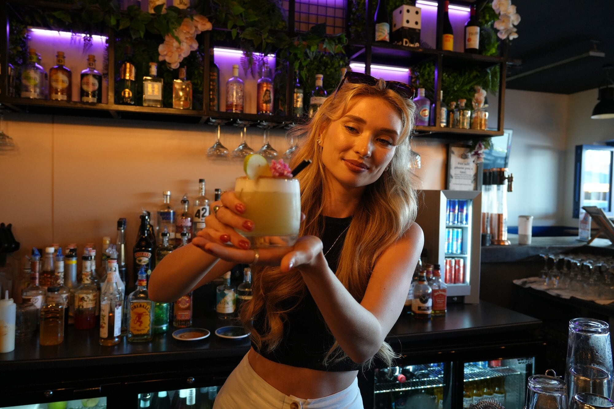 Oasis founder Siobhan Squires making a cocktail at Fox's Hawker House & Garden. Photo / Bijou Johnson