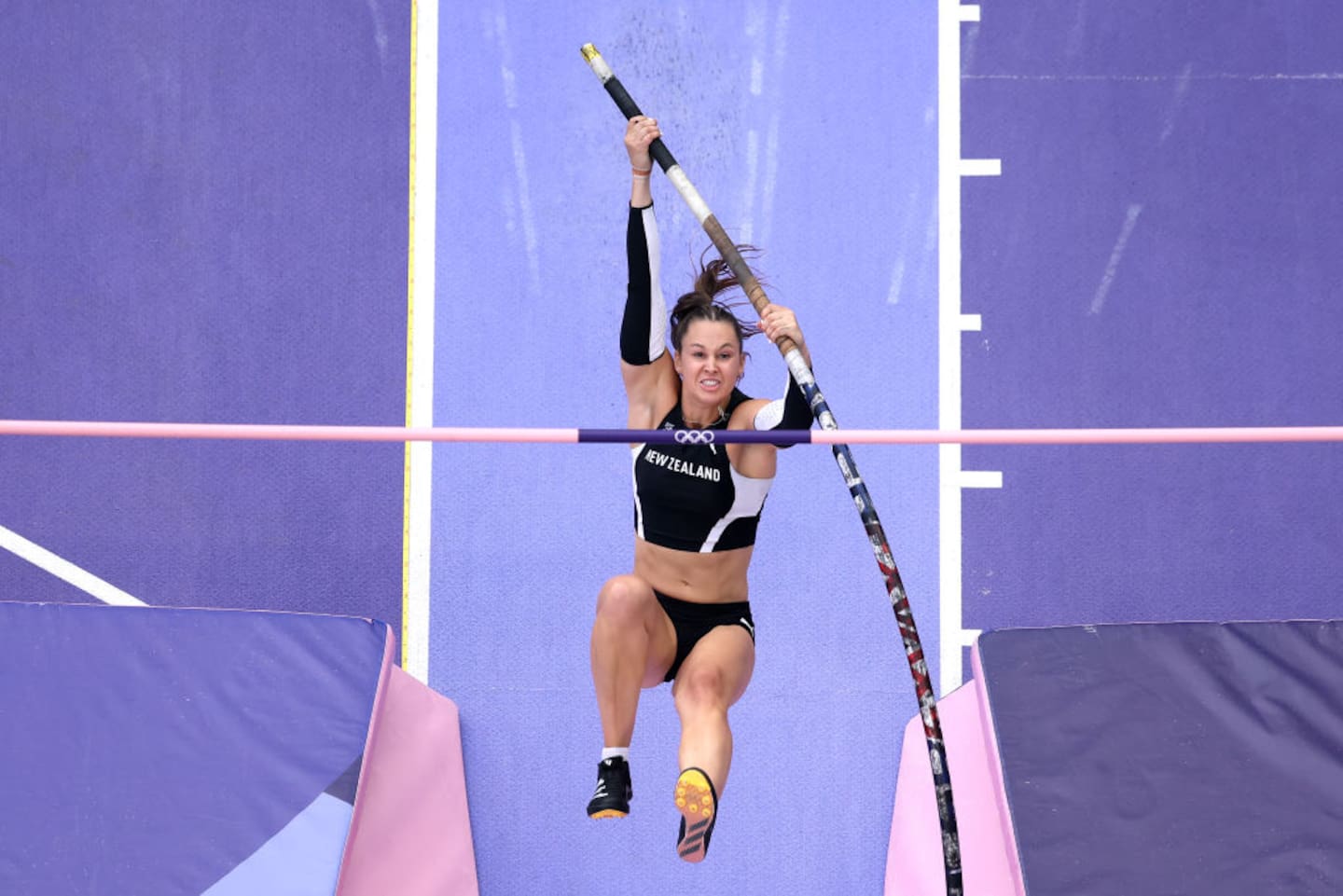 Olivia McTaggart doing the women's pole vault final at the Paris Olympics. Photo / Getty Images