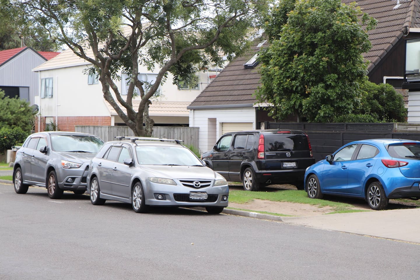 Berm parking on Miro St. Photo / Ayla Yeoman