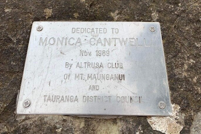  Monica Cantwell's memorial plaque on Mauao. Photo / Supplied