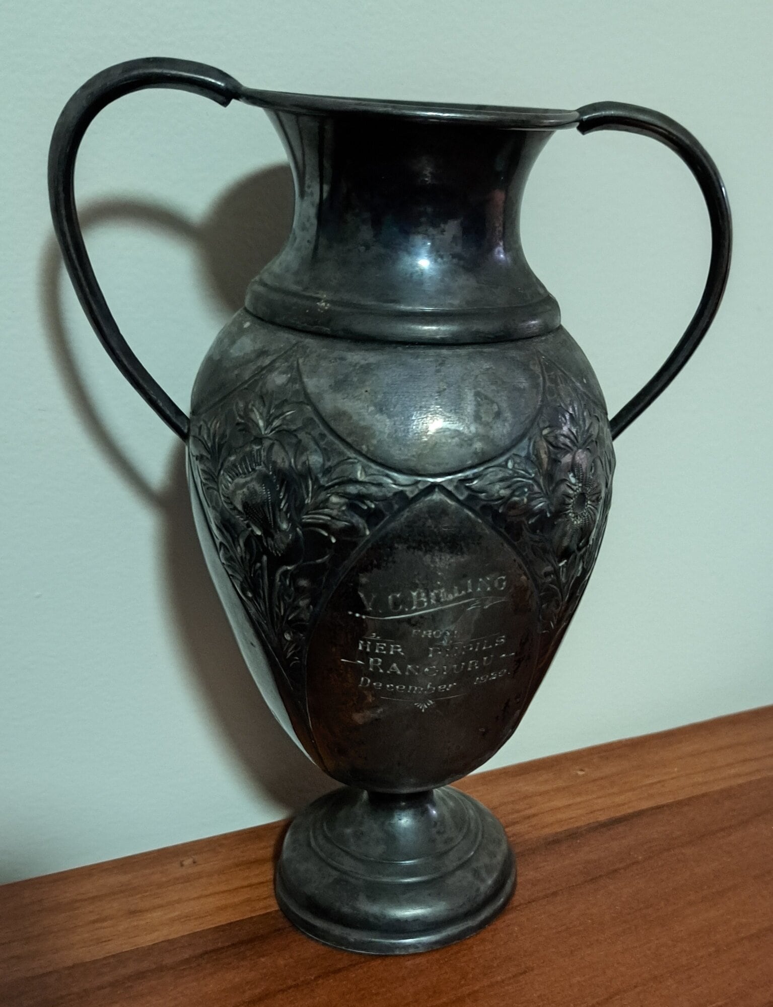  The cup as it was when it arrived, before it was given a polish. Photo / Supplied