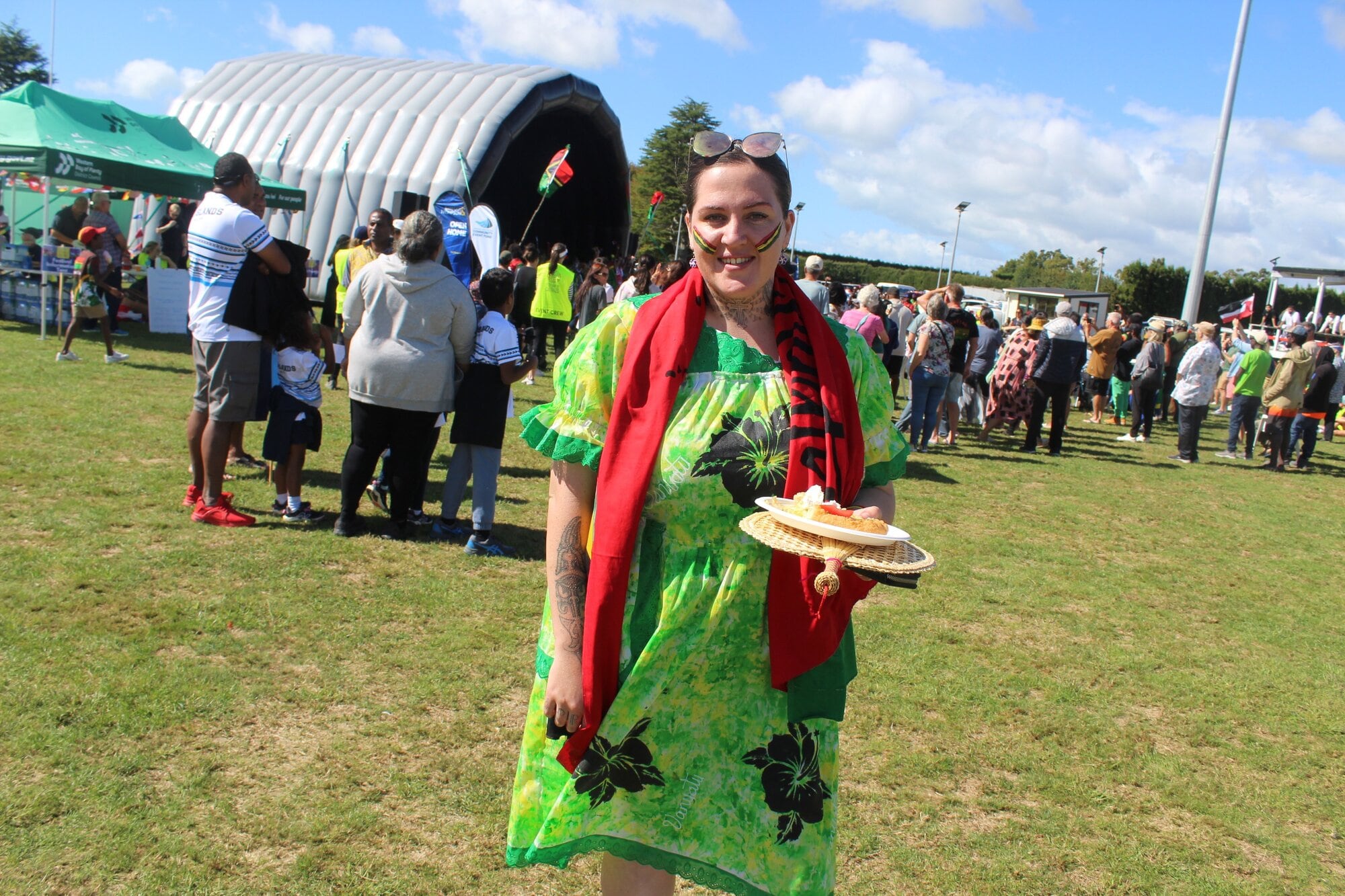  Jessica Walker from Ōpōtiki came in support of RSE workers from Tauranga. Photo / Rebecca Mauger