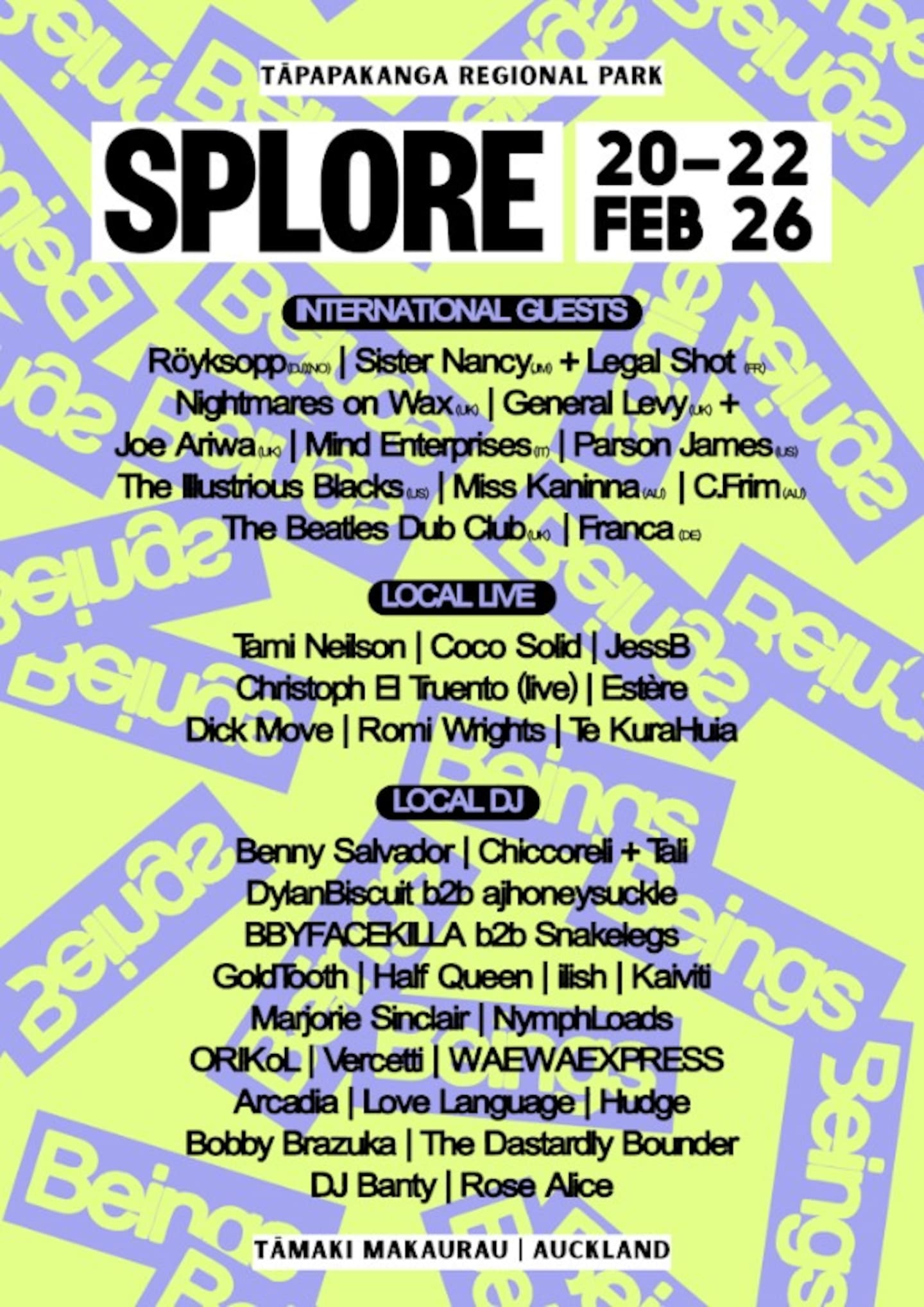 Splore's 2026 complete lineup. Photo / Splore.