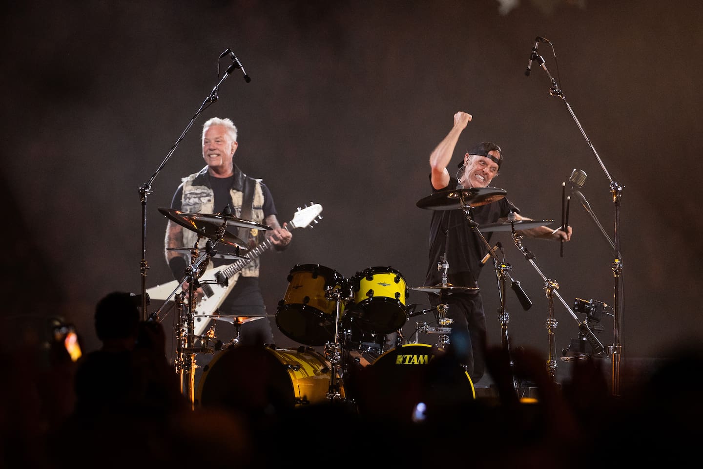 Metallica are returning to New Zealand next year. James Hetfield and drummer Lars Ulrich are pictured onstage on September 1, 2024 in Seattle, Washington. Photo / Getty Images
