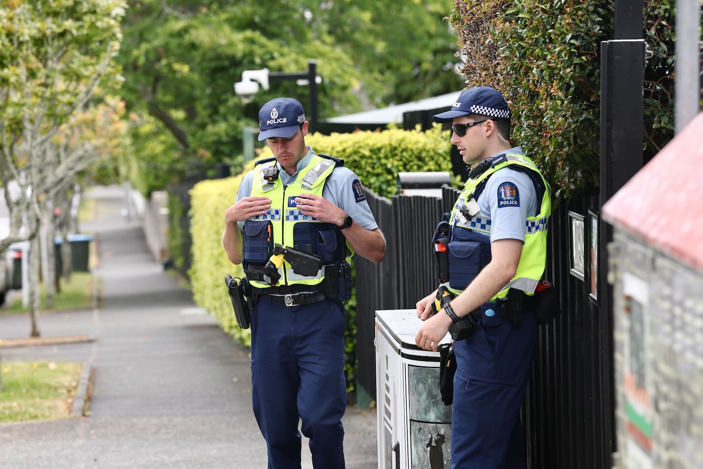 Armed police were outside Kadimah School in Remuera, Auckland, after a terrorist attack in Bondi Beach. Photo / Dean Purcell