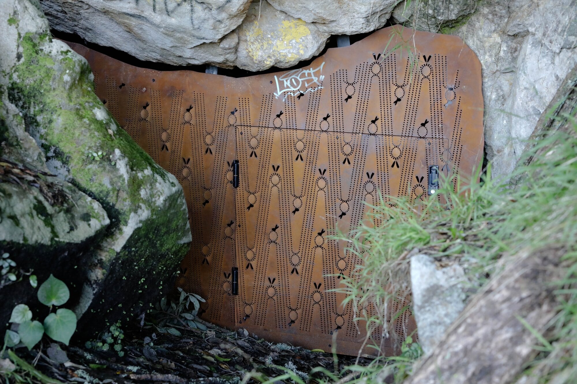  The corten steel panels sealing the caves also include gated access for maintenance and rubbish removal. Photo / Kelly O&rsquo;Hara