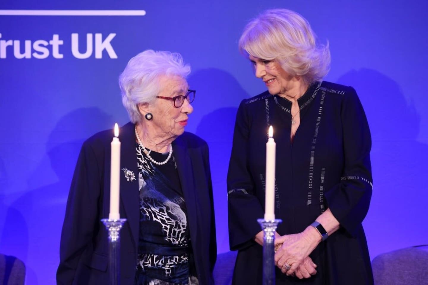 Eva Schloss with Queen Camilla. Photo / Getty Images