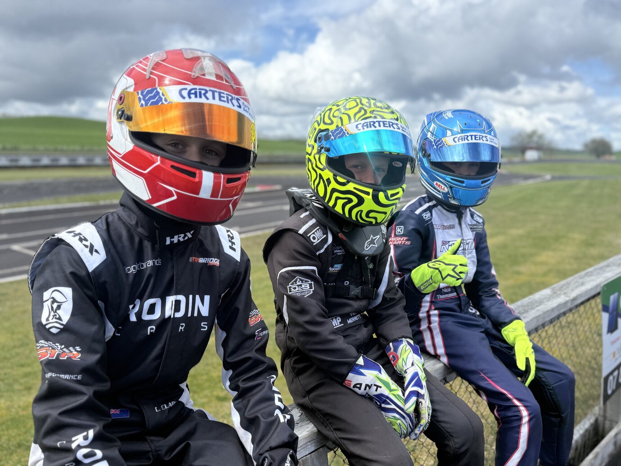  Charlie with fellow Tauranga racers Van Merret and Nico Thomasen. Photo / Joshua Devenie / Shutter Media Group