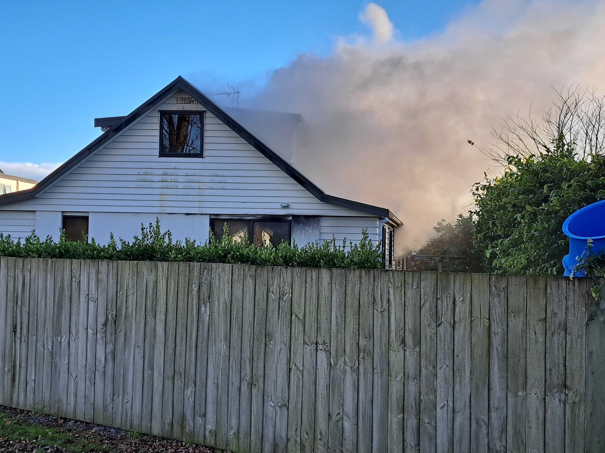 The Barbara Grove home caught fire on Friday. Photo / Scott Inglis