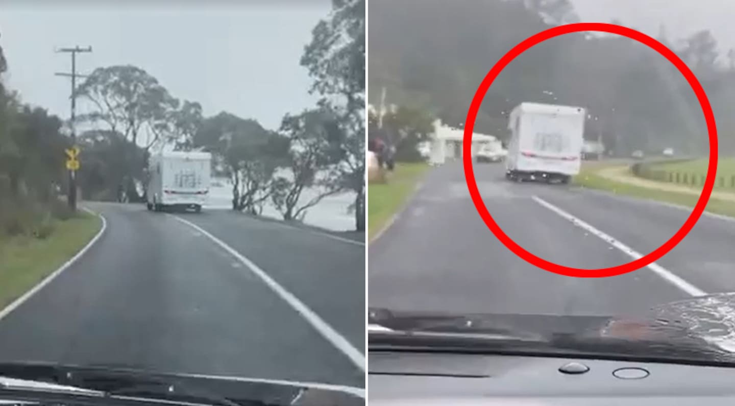 This is the moment a suspected tourist driver in a camper van was caught driving on the wrong side of the road in the Coromandel for a five-to-six-minute period.